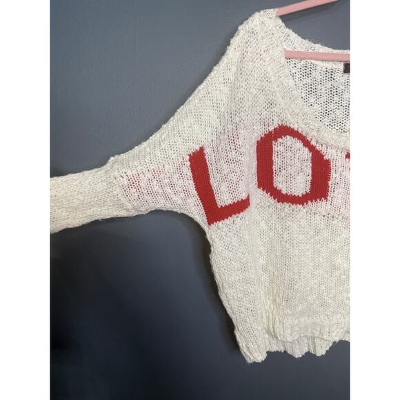 You Knitted Sweater Women's One Size Over sized LOVE Printed on Front Sheer - Picture 2 of 9